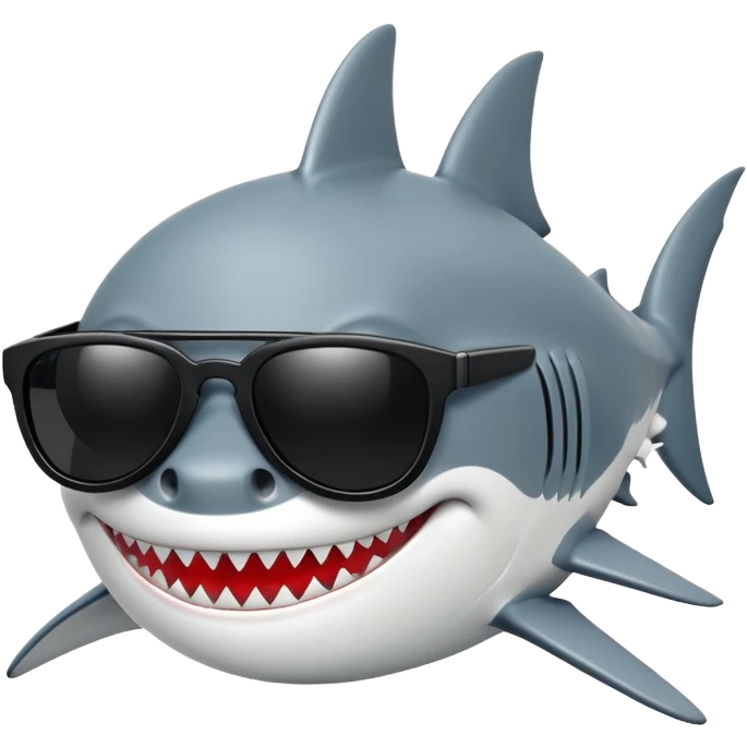 cool shark with white teeth and black sunglasses emoji