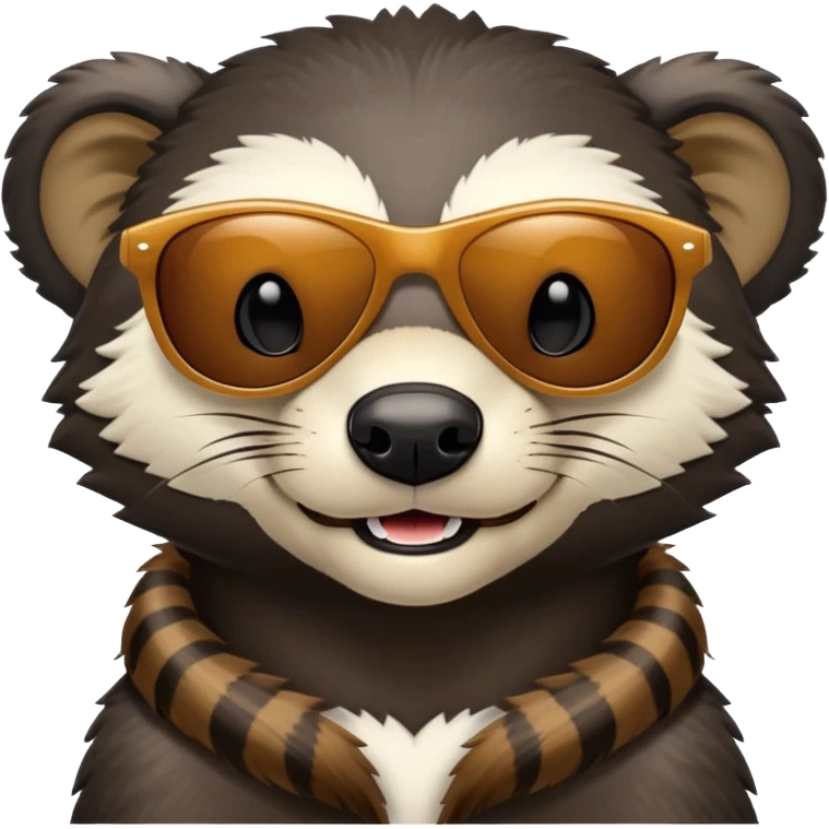 friendly anthropomorphised honey badger head and neck only, wearing sunglasses emoji