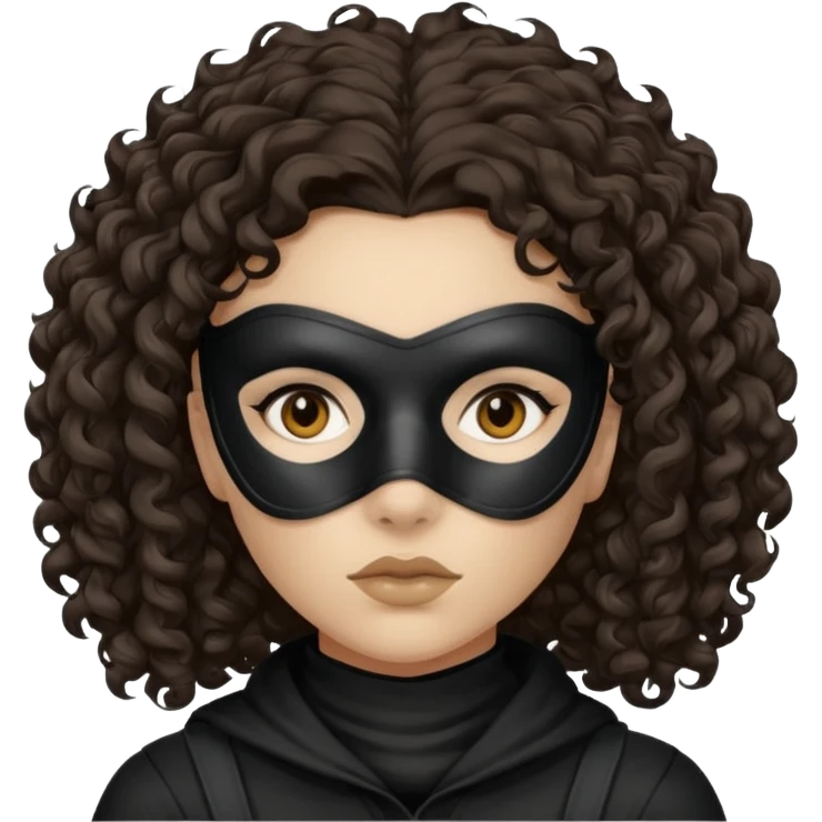 woman with robber mask concerned dark curly hair emoji