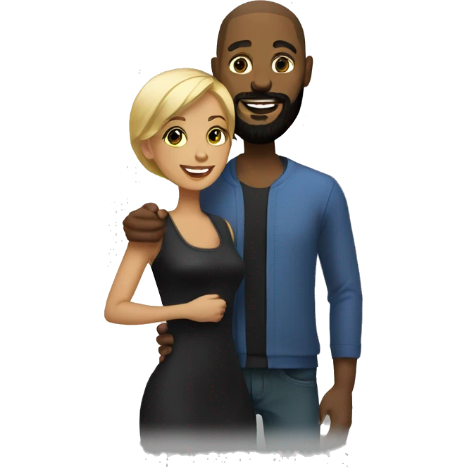Black bearded man and short blonde hair black woman happy together  emoji