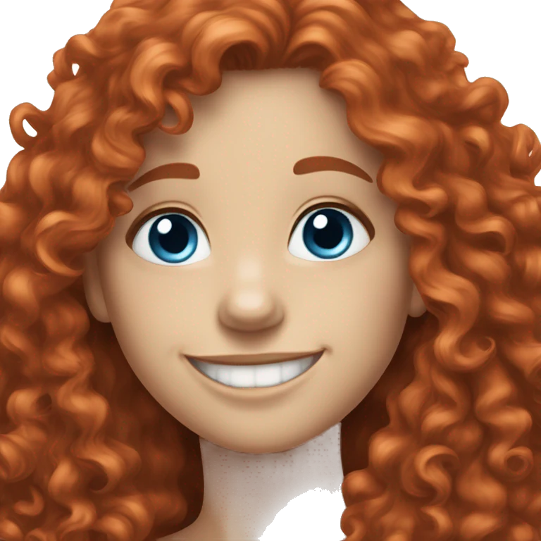 Happy Red long hair curly girl, white skin and blue eyes  emoji