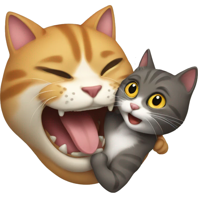 Cat biting cat emoji
