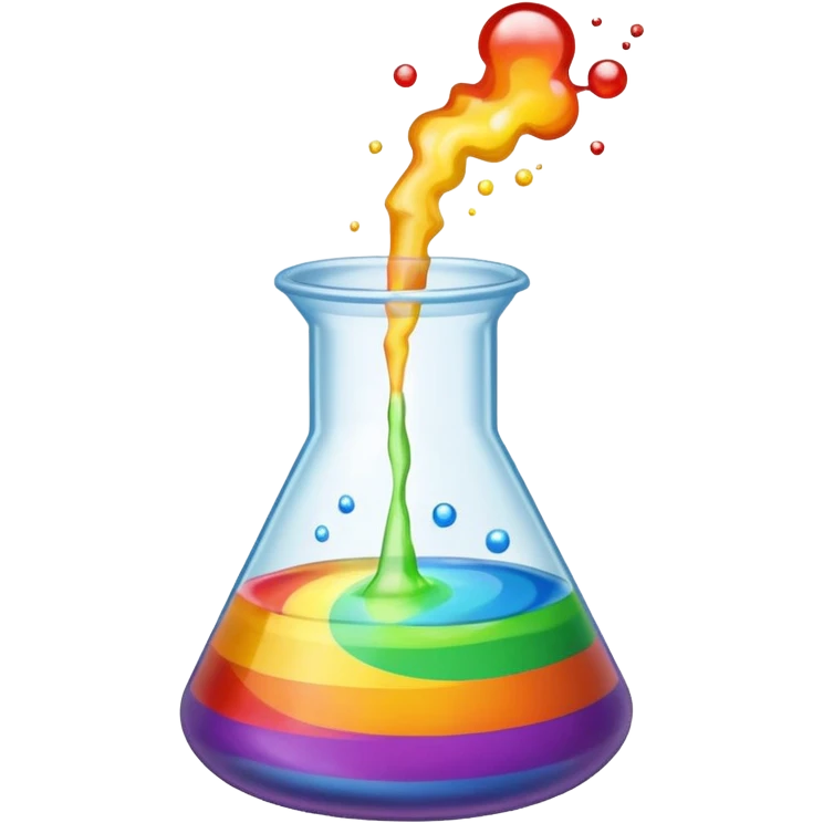 Beaker full of rainbow chemical emoji