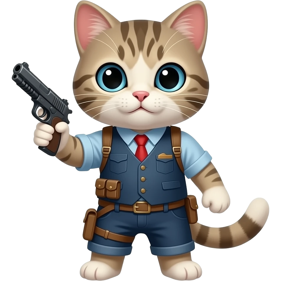 kitty with gun emoji