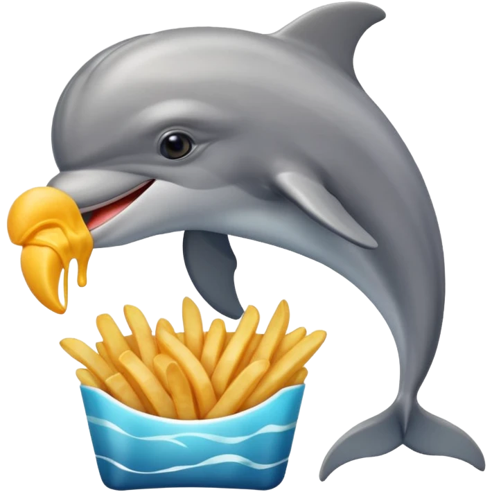a dolphin eating fries emoji