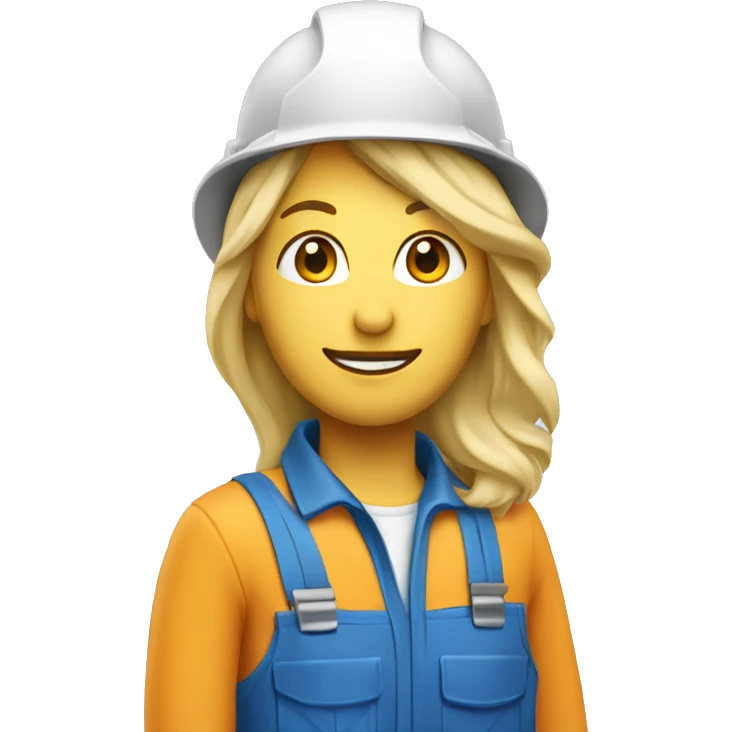 Blonde construction worker with hat and blue work wear emoji