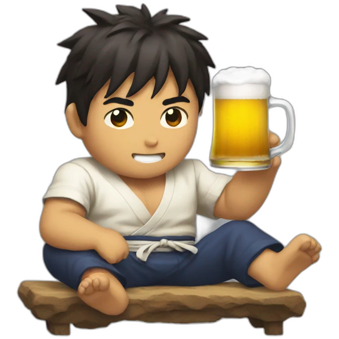 Ryu drinking a beer emoji