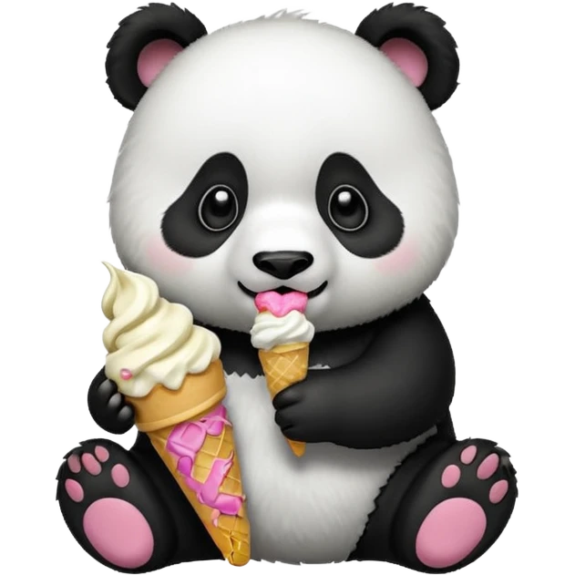 Panda eating ice cream emoji