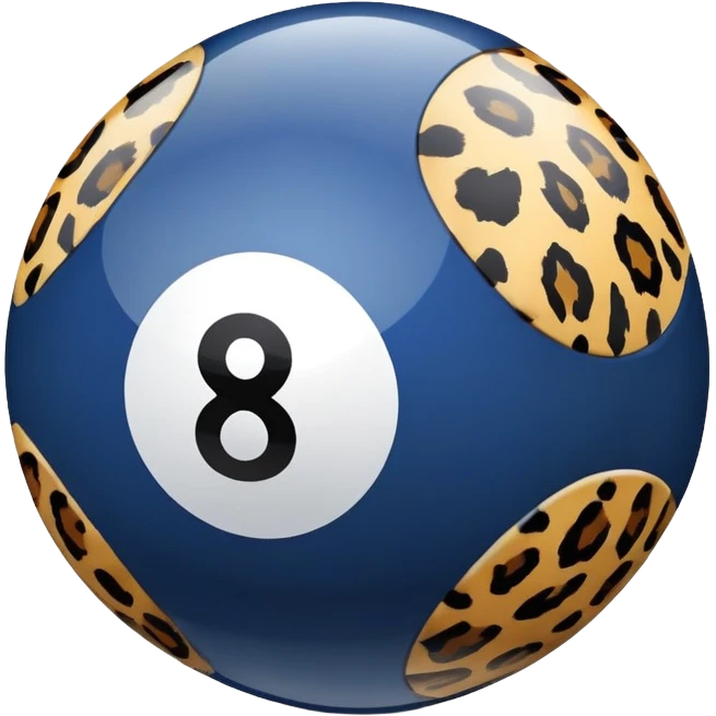 Navy blue and leopard print eight ball emoji
