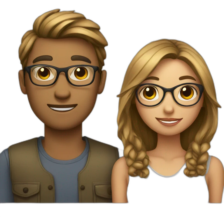 boyfriend and girlfriend with glasses on emoji