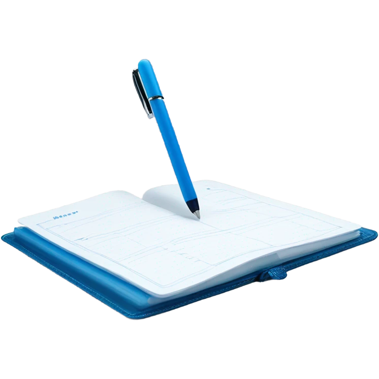 blue glass planner and marker emoji