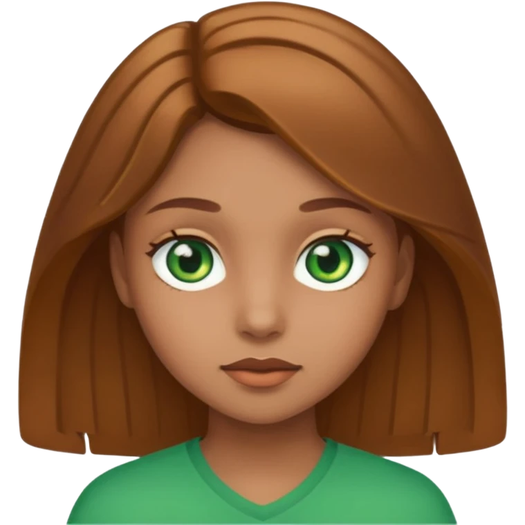 a girl with light brown hair and light brown skin and green eyes emoji