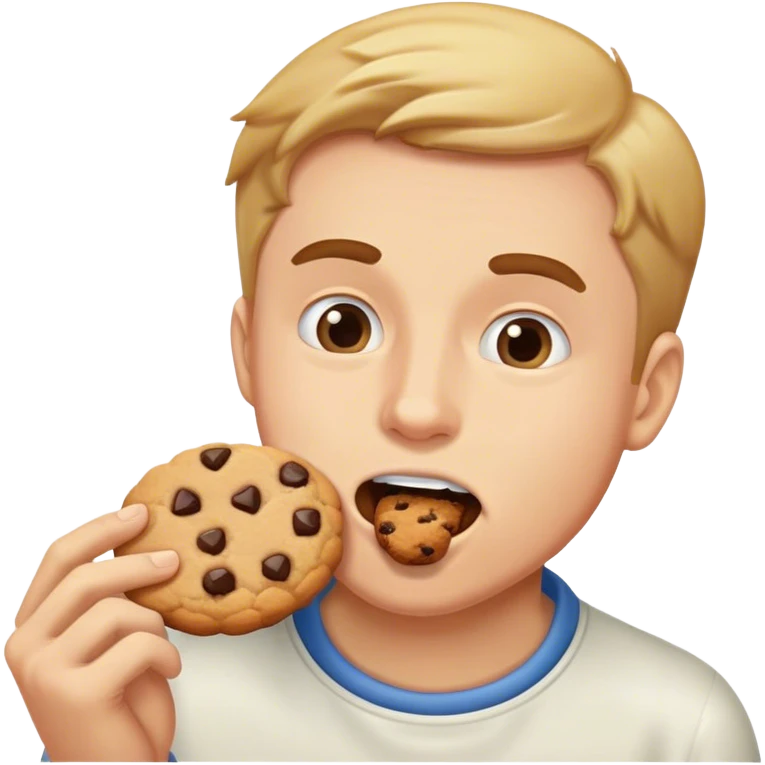man getting a cookie shoved up his mouth emoji