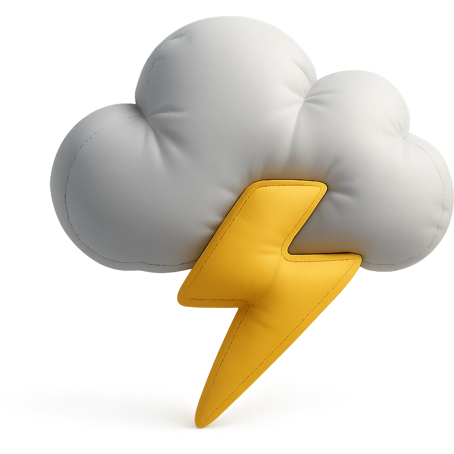 thundercloud with bold yellow lightning bolt emoji