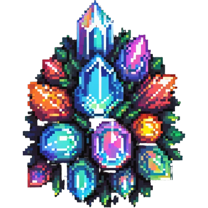 rainbow crystal cluster with multiple points and iridescent shine emoji