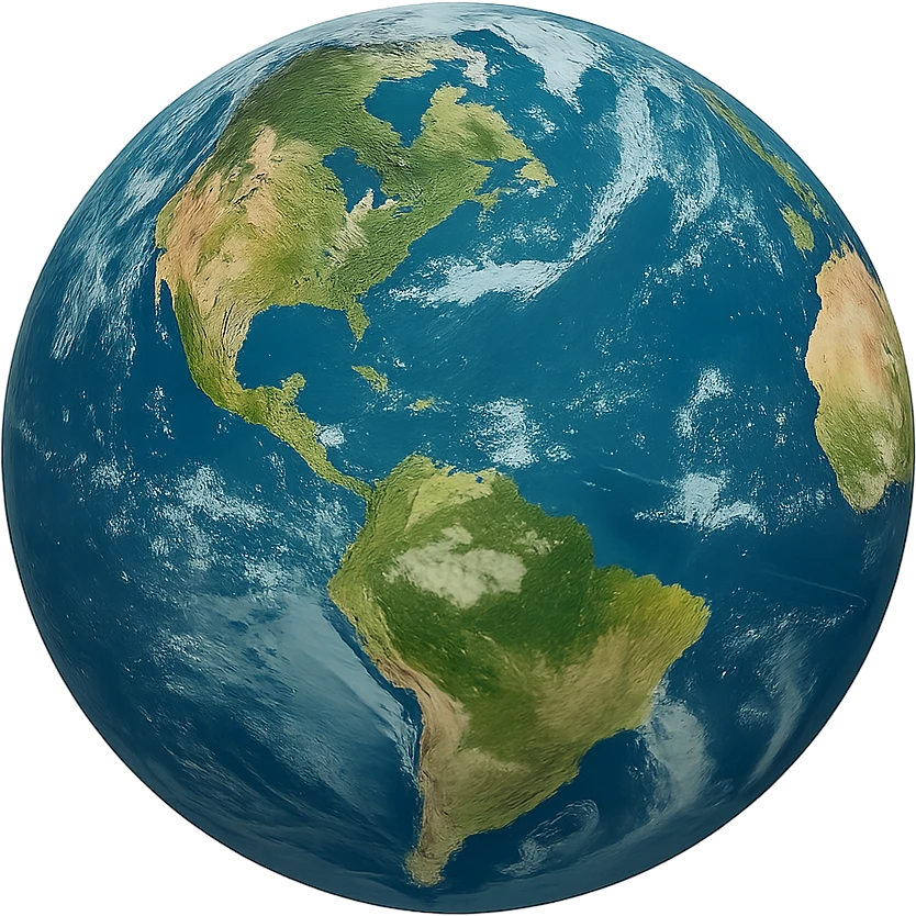 realistic earth globe with vibrant colors, no background emoji