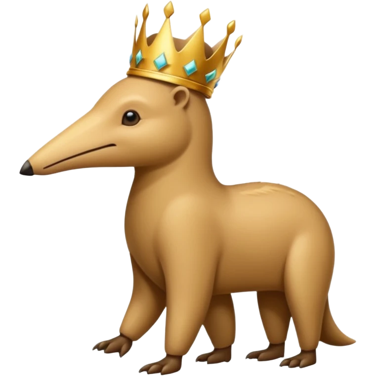 Anteater walking around and wearing a crown emoji