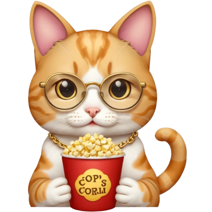 cat with with rapper popcorn with opticals emoji