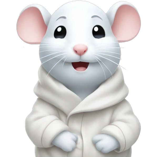 Cute white mouse is very cold freezing emoji
