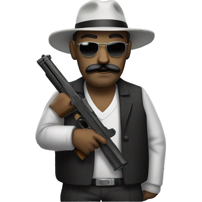 Gangster with a mustache and a gun emoji