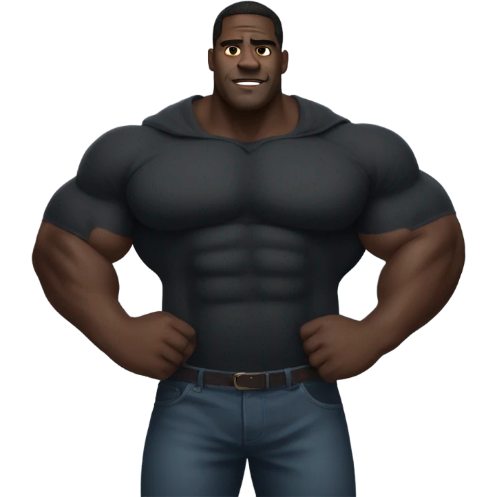 A super big black guy showing his muscles  emoji