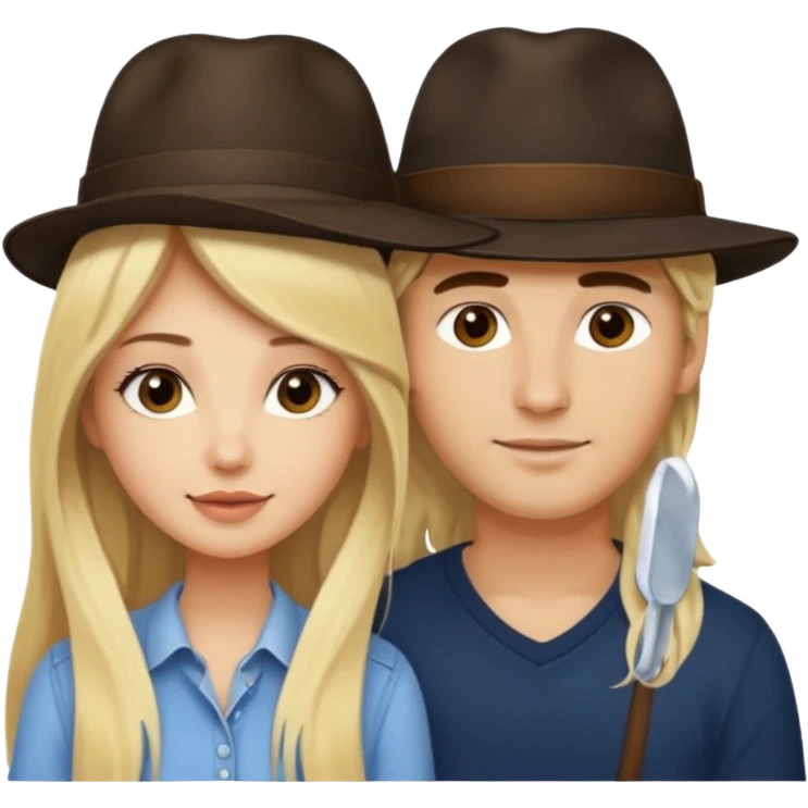 Ragazza bellissima bionda lunghi con fidanzato moro con cappello  emoji