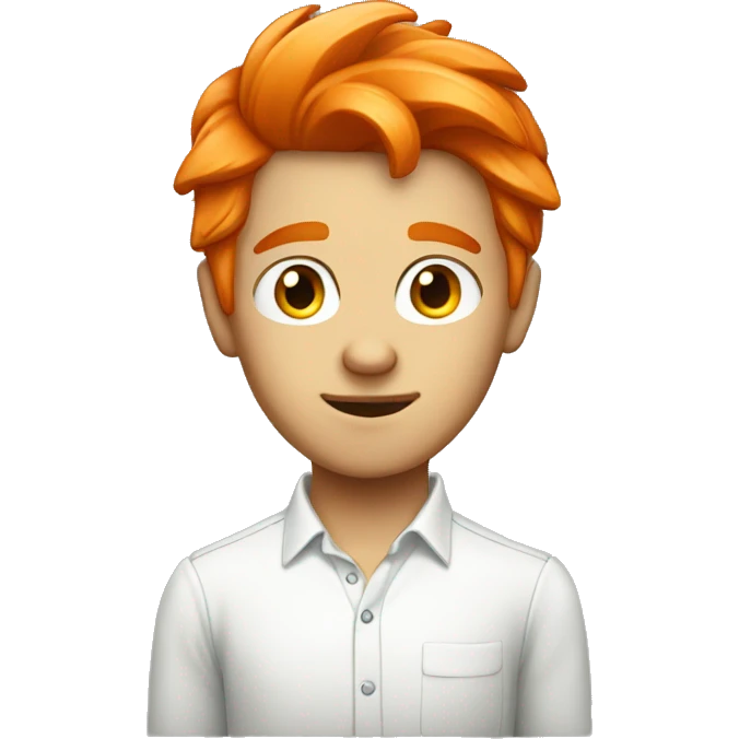 A young not so clever looking guy with Shirt and orange hair emoji