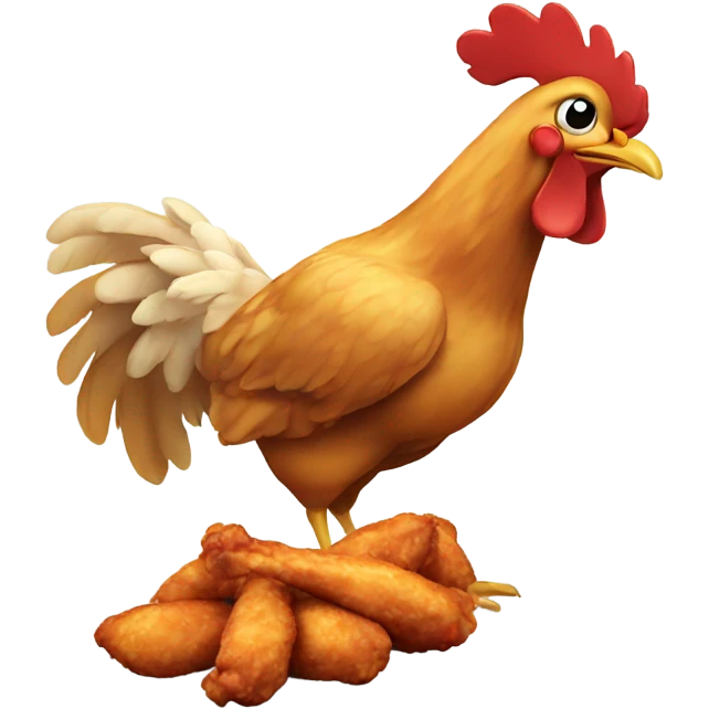 Chicken eating a chicken wing emoji