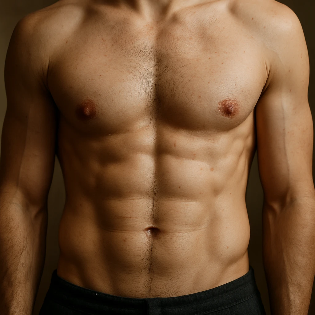 realistic male torso point of view, detailed and lifelike emoji