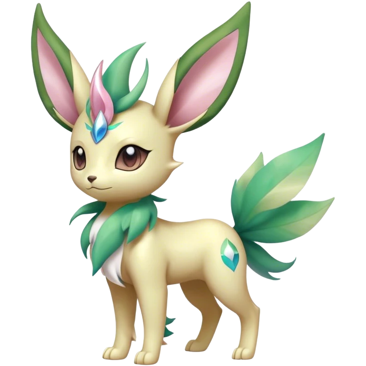 Shiny Cool Sparkly Cute Ethereal Leafeon-Sylveon-Fakemon-hybrid-fusion- full body emoji