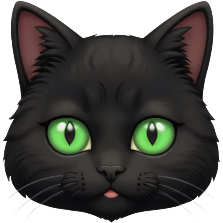 A black three-eyed cat with a sad expression emoji