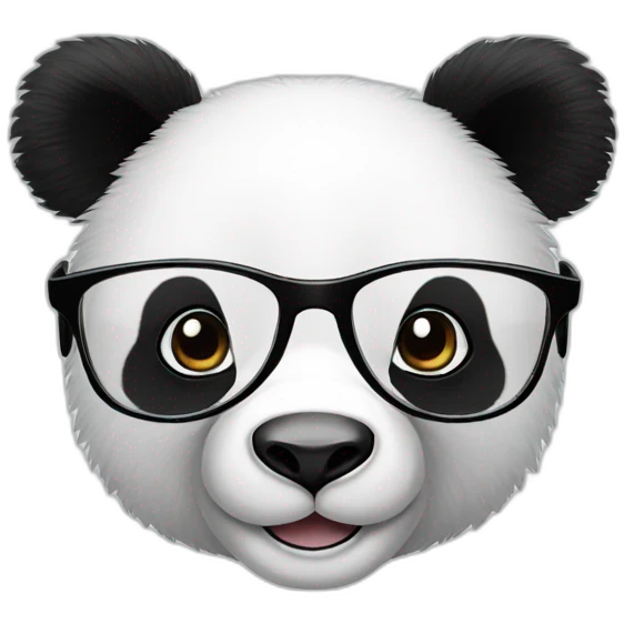 Generate an image of a geeky panda wearing glasses. Highlight its playful personality and enthusiasm for technology in the illustration emoji