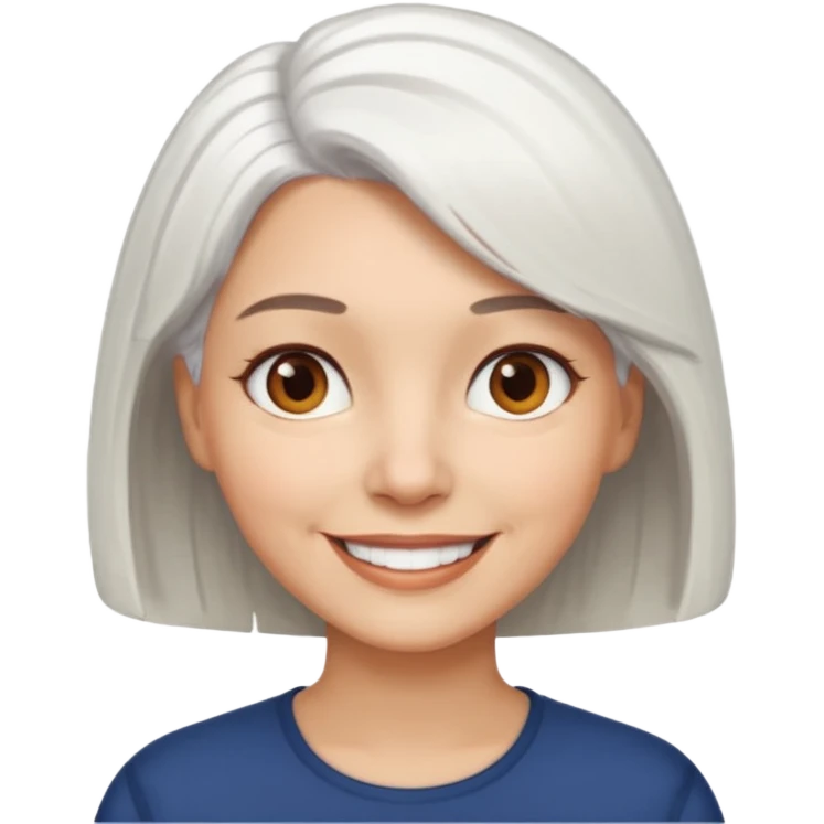 white haired woman with bob hair light skin brown eyes emoji