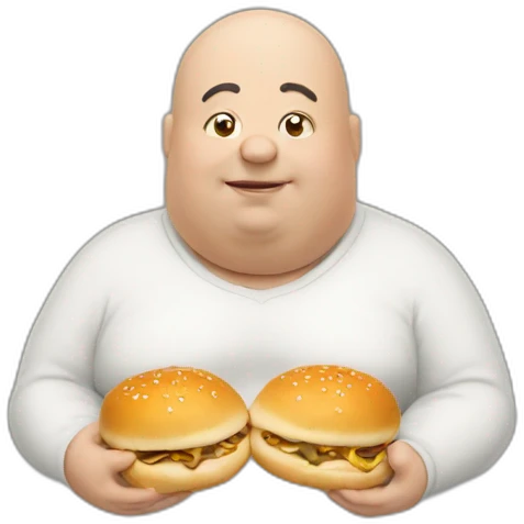 fat man bald eating bun emoji