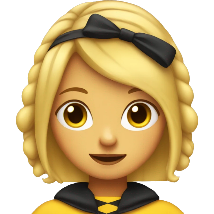 a blonde girl in a bee costume giving a smirk emoji