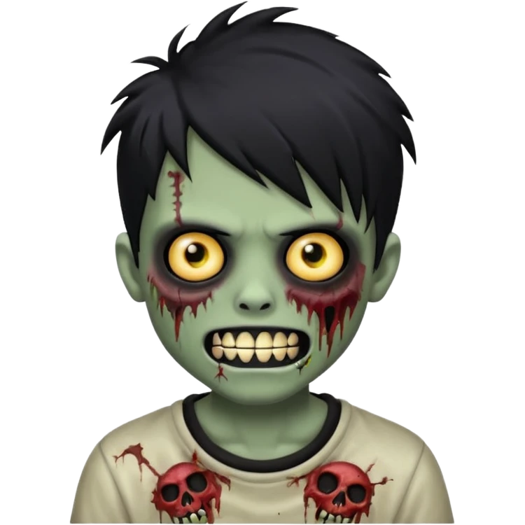 boy zombie with black hair emo Whith black grillz black teeths emoji