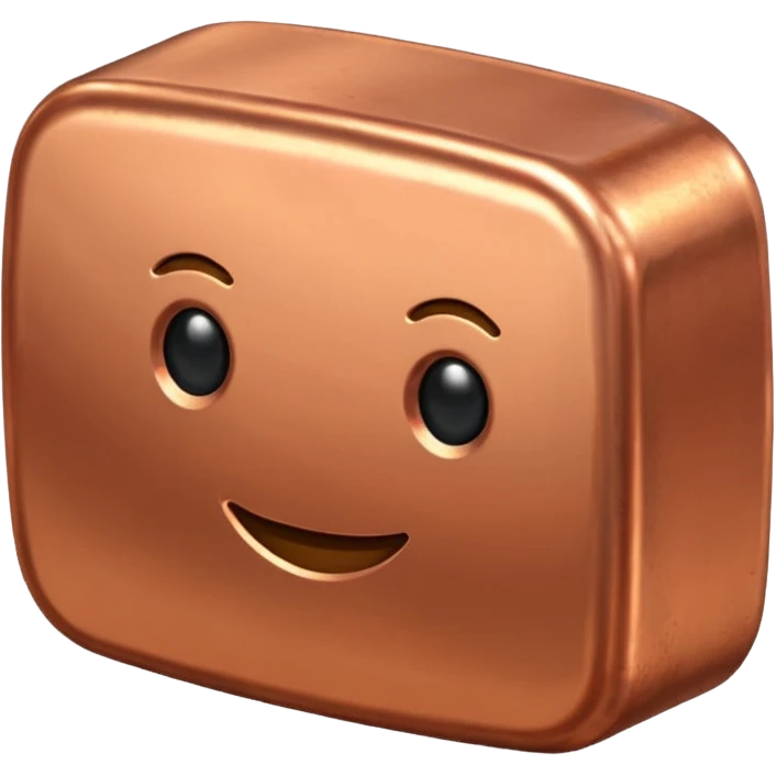 Create an Android-style emoji of a copper ingot. Make it simple, flat, and cartoon-like with solid copper colors, no shine, no reflections, and no realistic metallic effects. Keep the shapes clean and rounded in the style of modern Android emojis.
 emoji
