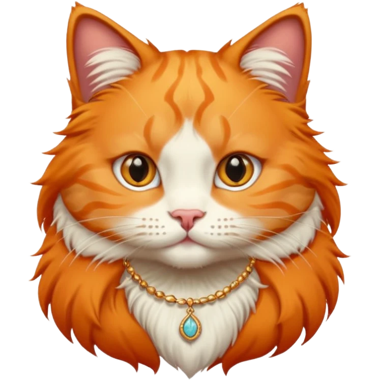 Orange cute cat with piercings and a necklace  emoji