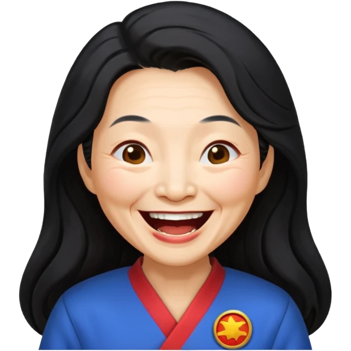 Laughing crazily elderly Chinese superwoman emoji