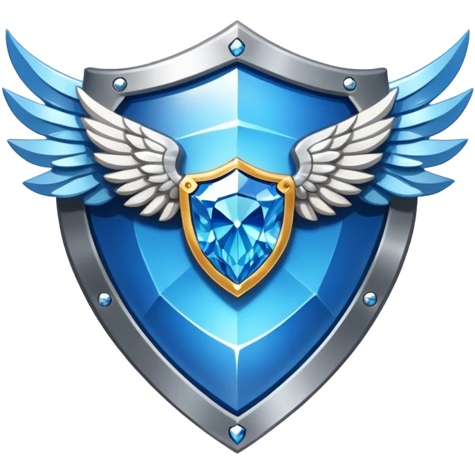 Shield with large wings and a big blue diamond in the center and VIP label emoji