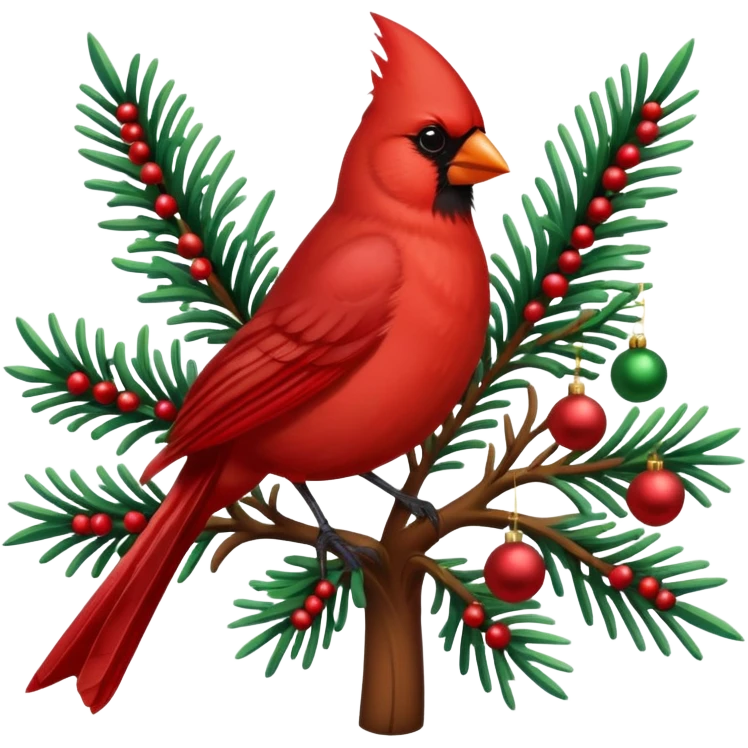 Cardinal bird Christmas tree emoji