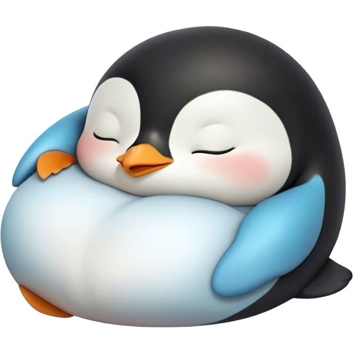 Meme-Worthy cute Sleeping Baby Penguin Portrait Emoji, Head resting peacefully with a contented smile, showcasing luxuriously soft down and a serene, slumbering gaze, Simplified yet hilariously adorable features, highly detailed, glowing with a soft, drowsy polar light, high shine, relaxed and utterly lovable, stylized with an air of playful laziness, bright and heartwarming, soft glowing outline, capturing the essence of a sleeping baby penguin that feels destined to become the next viral icon of adorable rest! emoji