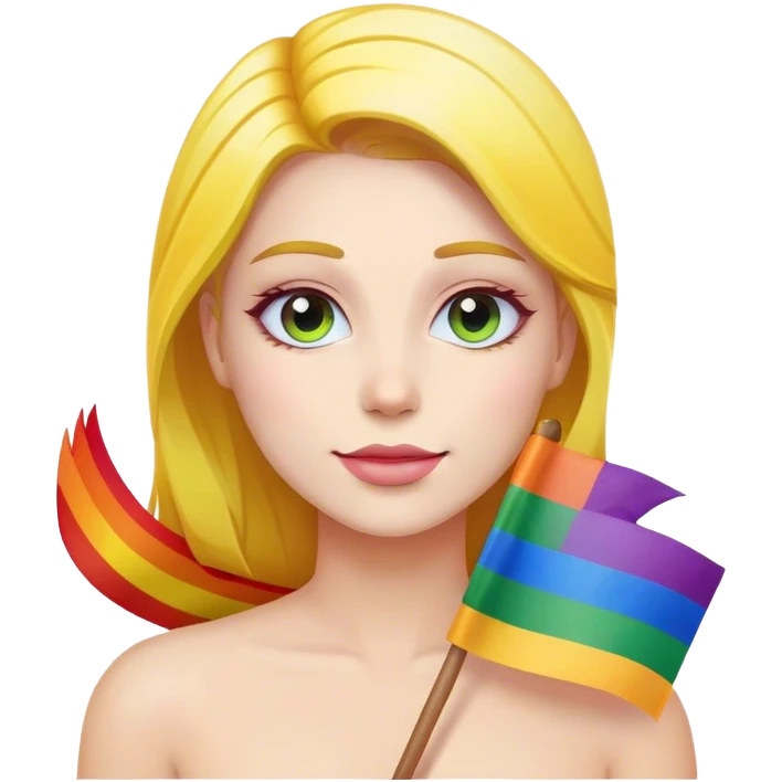 woman with rainbow flag emoji