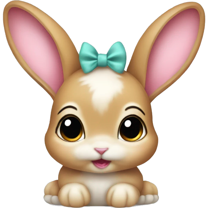 Baby bunny with coquette bow on ear emoji