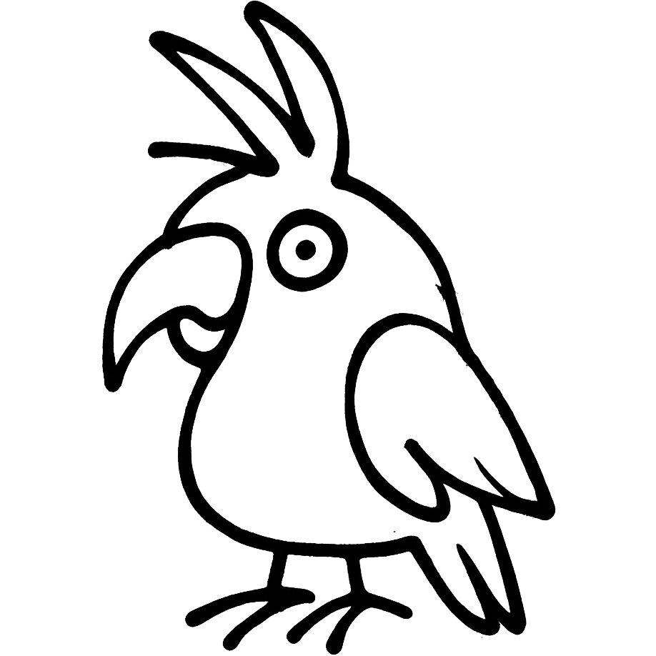 Make the blue cockatoo icon even more minimal by removing extra details and keeping only essential shapes and lines. emoji