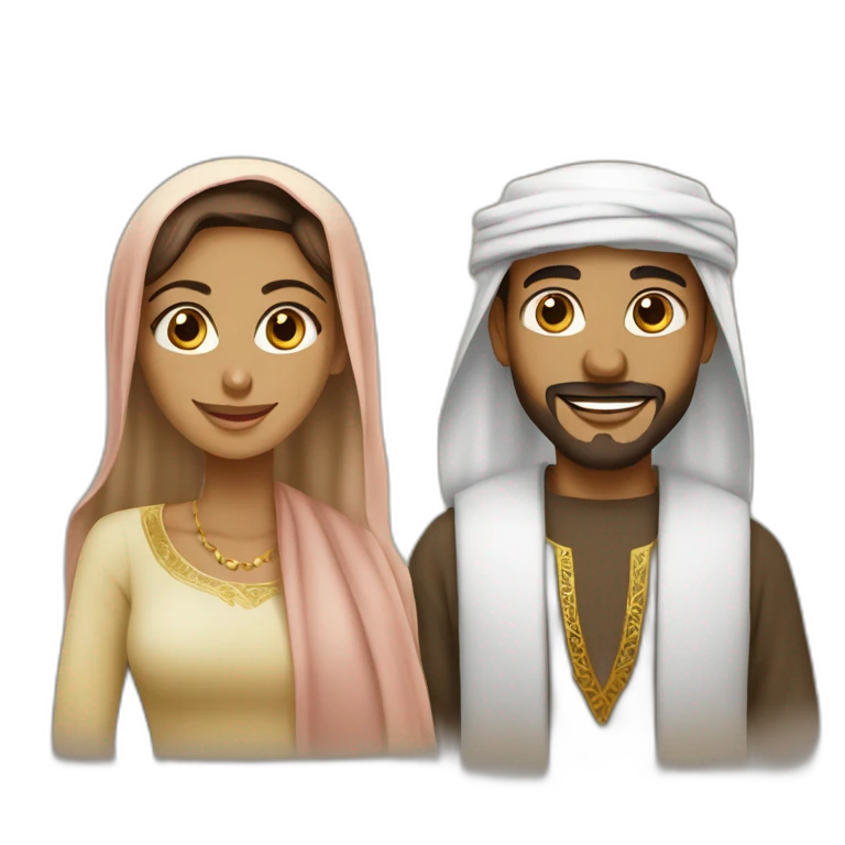 couple musulman homme africain femme arabe emoji