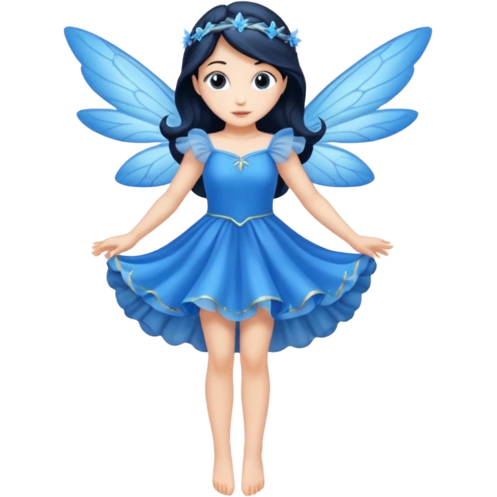 Flying blue fairy with dark hair emoji