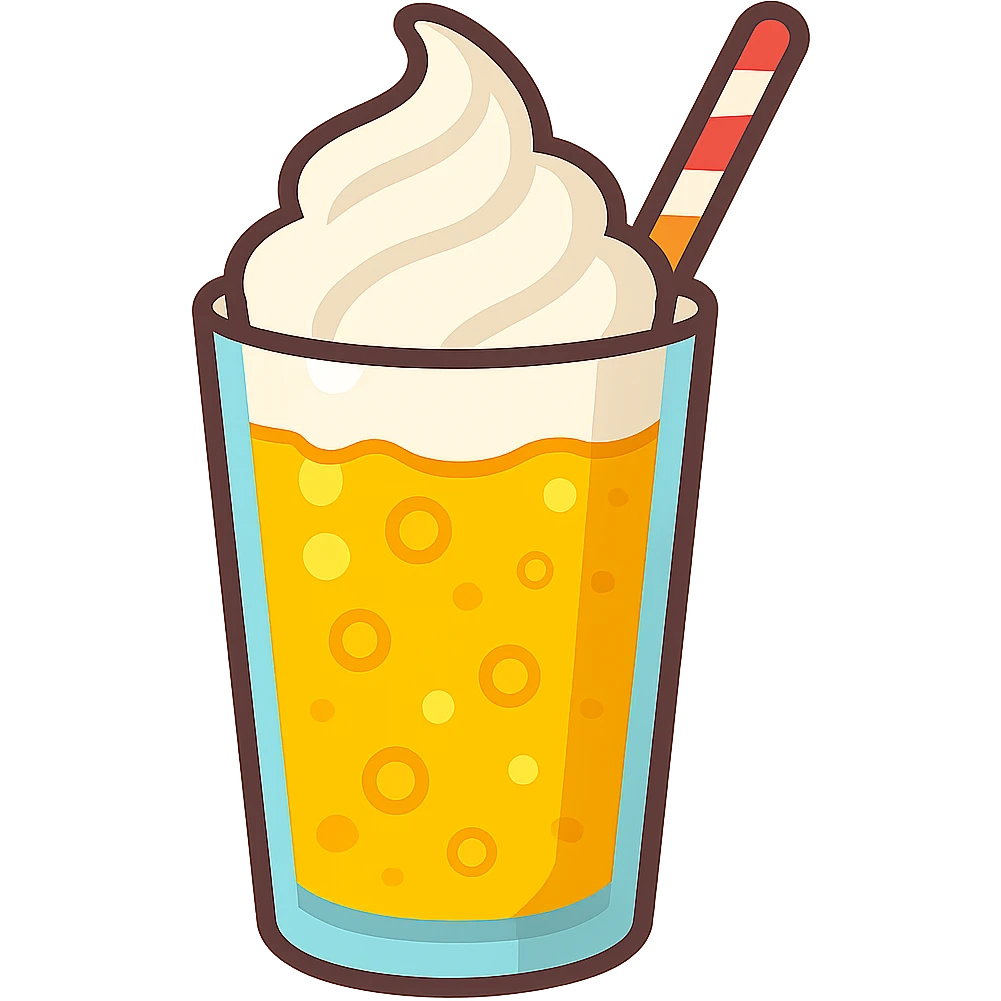 flat toon style cream soda, bright colors emoji