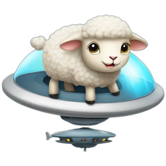 baby sheep riding on a UFO emoji