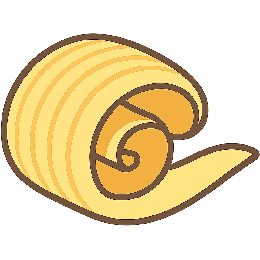 flat toon style butter curl, minimal shading emoji